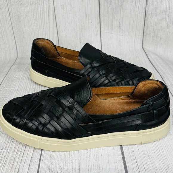 Frye Shoes - FRYE Women Ivy Huarache Woven Leather Slip On Sneakers in Black 7.5M